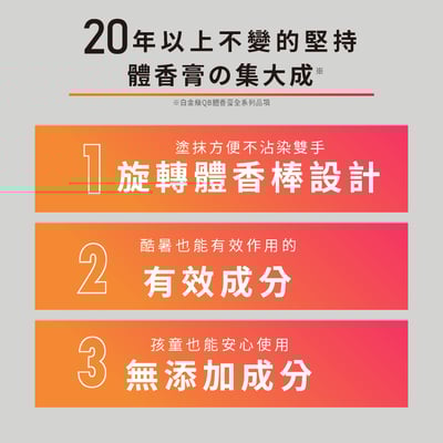 【白金級QB】不沾手抗異味體香棒 20g (腋下、足用)9