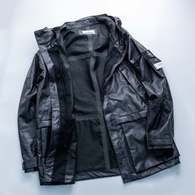 Stone Island 白標 阮經天同款 輕量皮革中長版外套 碳灰3