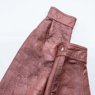 Rick Owens 主線 做舊破壞拼接皮外套 棕色4