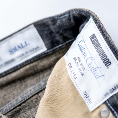 Neighborhood 寬版破壞水洗牛仔褲 黑7