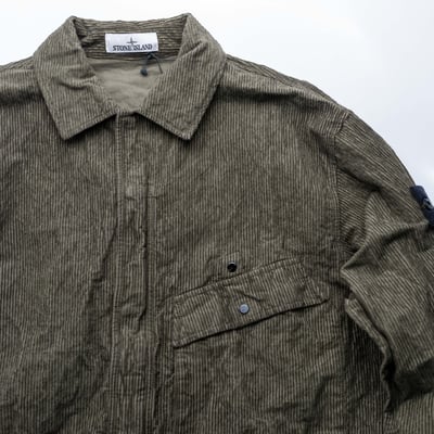 Stone Island 抓皺尼龍燈芯絨外套 軍綠3