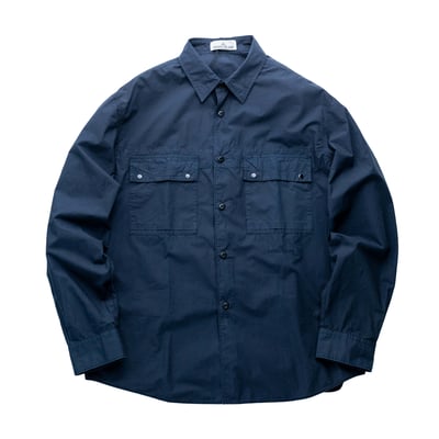 Stone Island 刺繡工裝薄襯衫 深藍1