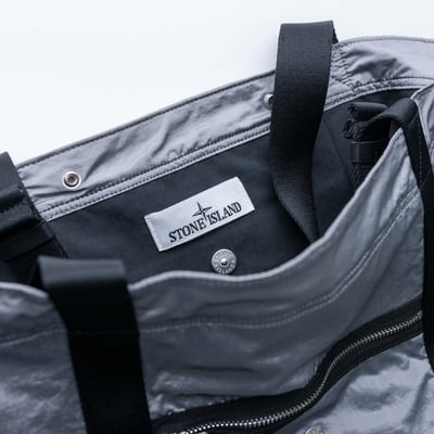 Stone Island 金屬尼龍羅盤托特包 灰4