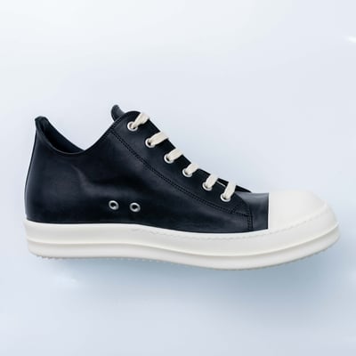 Rick Owens 主線 Ramones 作舊低筒皮鞋 黑色2