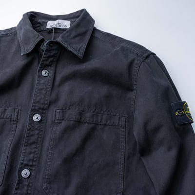 Stone Island 巴拿馬棉鈕扣襯衫外套 黑7