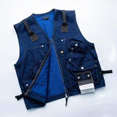 Stone Island Denim 丹寧系列 尼龍丹寧背心 藍3