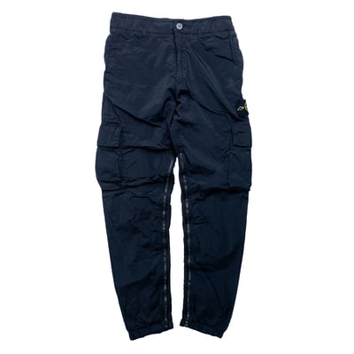 Stone Island 30919 金屬尼龍大口袋工裝褲 黑3