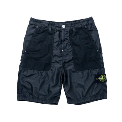 Stone Island L1932 Polyester David Light-tc 寬鬆拼接短褲 黑1