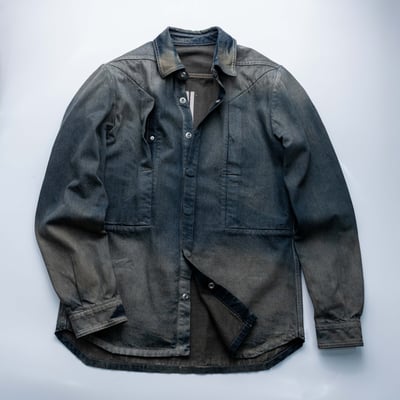 Rick Owens 主線 Fogpocket 漸層洗色牛仔外套 藍3