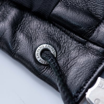 AMI PARIS 連帽寬鬆皮衣 黑6