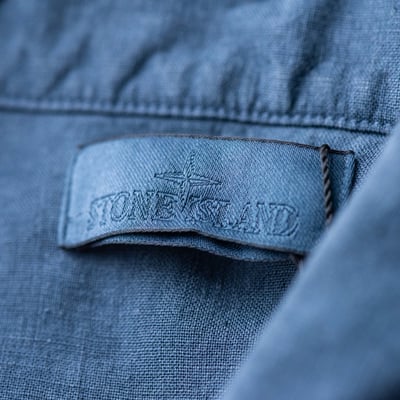 Stone Island Ghost 亞麻工作襯衫外套 石板藍4