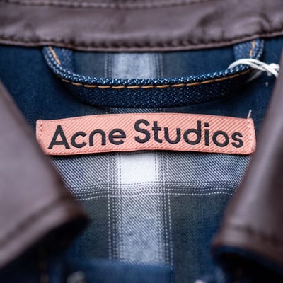 Acne Studios 羊皮皮領丹寧寬短外套 丹寧藍6