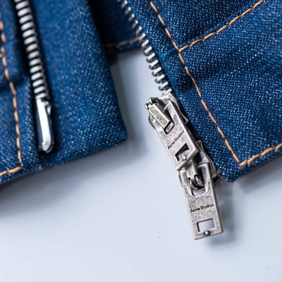 Acne Studios 羊皮皮領丹寧寬短外套 丹寧藍8