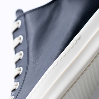 Rick Owens 主線 小牛皮低筒白頭 黑8