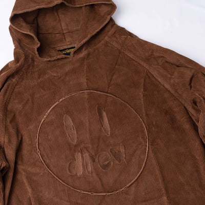 [ Drew House ]  燈絨蕊刺繡笑臉帽T 棕色3