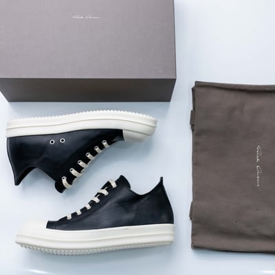 Rick Owens 主線 Ramones 作舊低筒皮鞋 黑色13