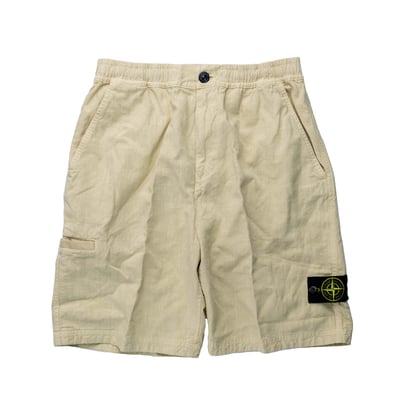 Stone Island Lino nylon Tela-tc 亞麻科技纖維短褲 米白1