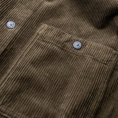 Stone Island 寬鬆壓扣燈芯絨襯衫外套 軍綠5