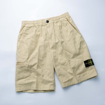 Stone Island Lino nylon Tela-tc 亞麻科技纖維短褲 米白3