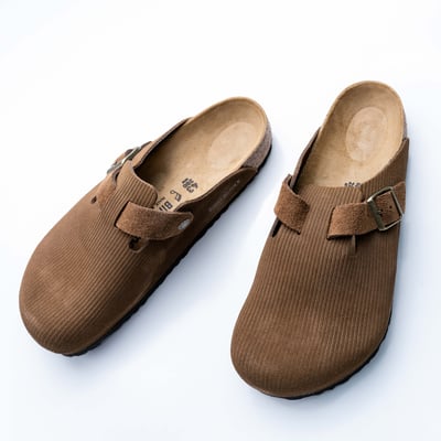 Birkenstock Boston 燈芯絨包頭拖鞋 深茶色5