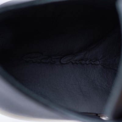 Rick Owens 主線 小牛皮低筒白頭 黑10