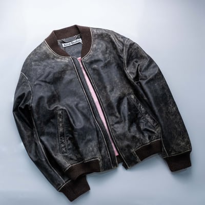 Acne Studios 牛皮作舊飛行外套 黑3