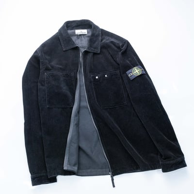 Stone Island 燈芯絨襯衫外套 黑色4