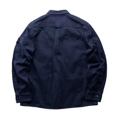 Stone Island 巴拿馬棉鈕扣襯衫外套 深藍2