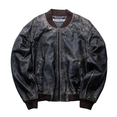 Acne Studios 牛皮作舊飛行外套 黑1