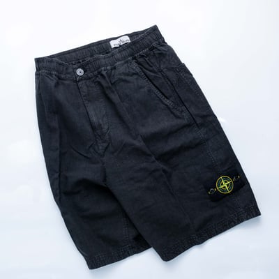 Stone Island Lino nylon Tela-tc 亞麻科技纖維短褲 黑3