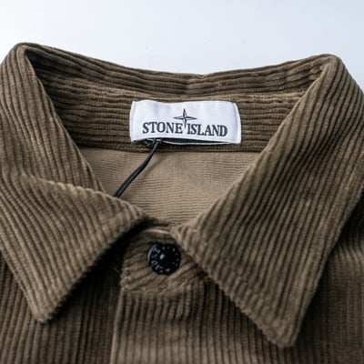 Stone Island 寬鬆壓扣燈芯絨襯衫外套 軍綠7