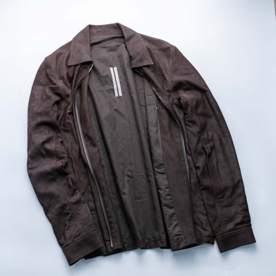 Rick Owens 主線 Brad Blister 做舊羊皮外套 深棕色3