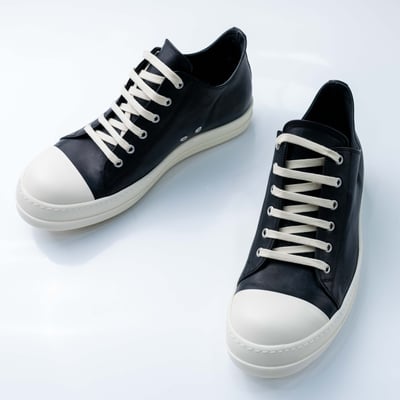 Rick Owens 主線 Ramones 作舊低筒皮鞋 黑色10