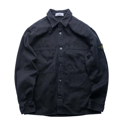 Stone Island 巴拿馬棉鈕扣襯衫外套 黑1
