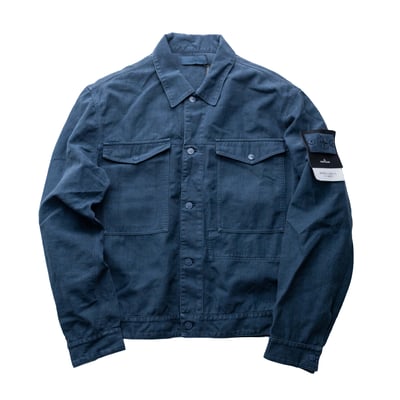 Stone Island Ghost 亞麻工作襯衫外套 石板藍1