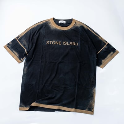 Stone Island 210T4 手噴短袖 卡其噴黑3