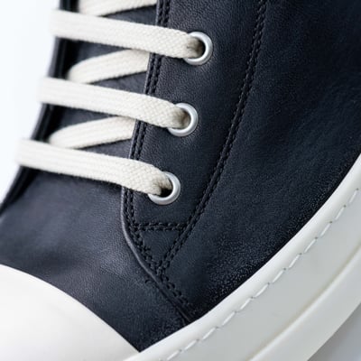 Rick Owens 主線 Ramones 作舊低筒皮鞋 黑色4
