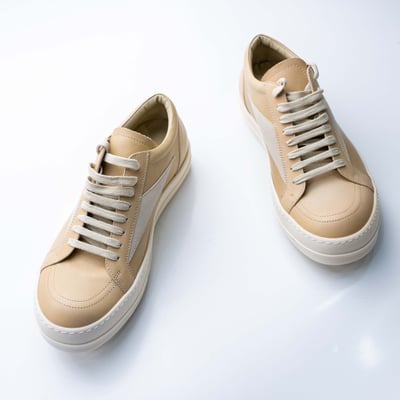 Rick Owens 主線 Vintage 低筒 小牛皮 奶茶色4