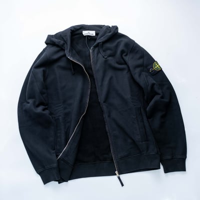 Stone Island 拉鏈連帽棉外套 黑4