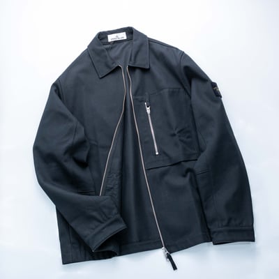 Stone Island COTTON NYLON DRILL 斜紋襯衫外套 黑色3
