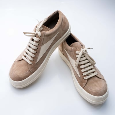 Rick Owens 主線 小牛皮 Vintage 麂皮低筒休閒鞋 淺棕色10