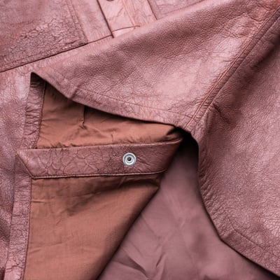 Rick Owens 主線 做舊破壞拼接皮外套 棕色5