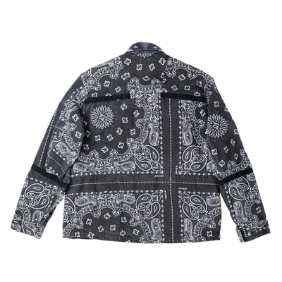 [ Sacai ] Bandana-print cotton-canvas shirt 變形蟲工作外套 黑色2