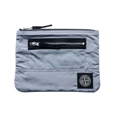 Stone Island 金屬尼龍羅盤徽章收納袋 灰1