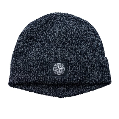 Stone Island 玻璃微粒反光毛帽 黑1