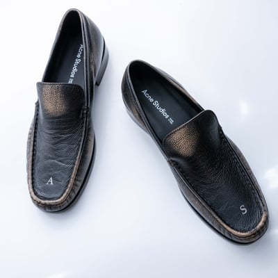 Acne Studios Boafer 皮革作舊樂福鞋 黑4