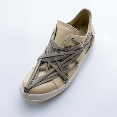 Rick Owens 主線 小牛皮 Megalace 麂皮 Ramones 奶白10