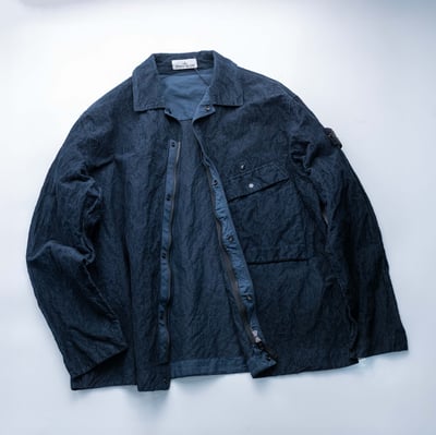 Stone Island 抓皺尼龍燈芯絨外套 深藍6