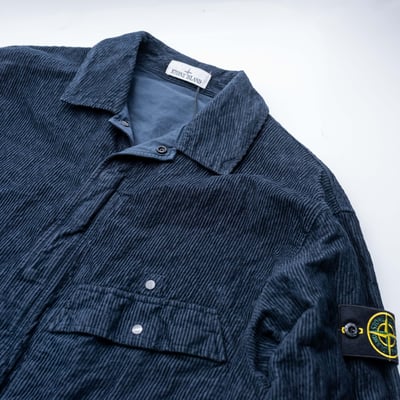 Stone Island 抓皺尼龍燈芯絨外套 深藍3