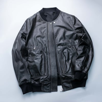 Rick Owens 主線 Bauhaus 做舊皮革飛行外套 黑3